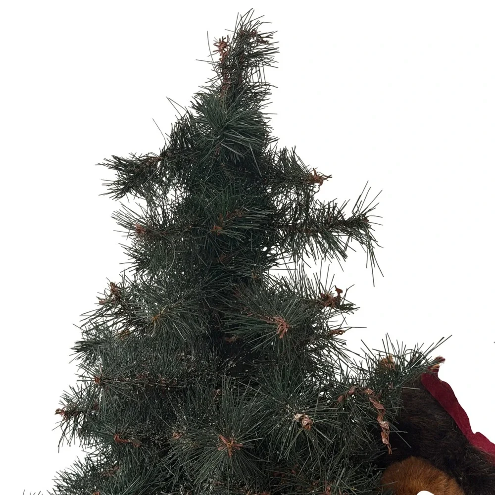 Vtg Dan Dee Bear Hugging Christmas Holiday Tree Decor On Wood Base Large Lg 28in